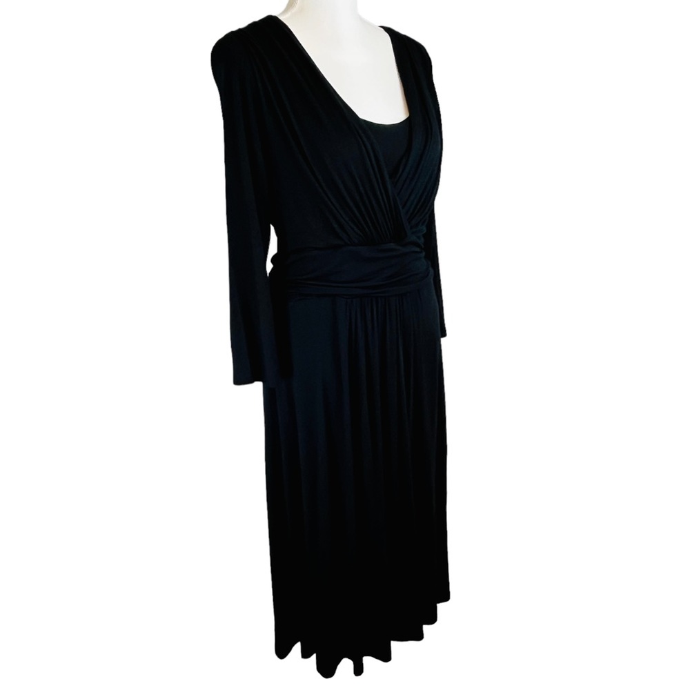PURE COLLECTION Black Soft Knit Long Sleeve Midi Dress 12‎ Quiet Luxury Funeral